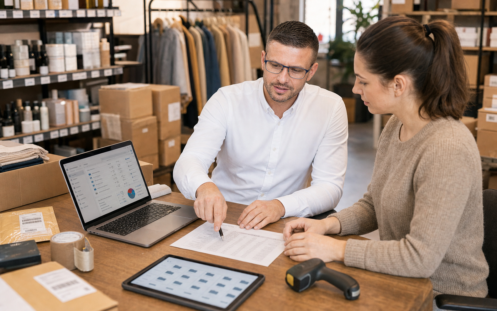 Dovydas Gustys reviewing RIVILE, ecommerce and packing process integration